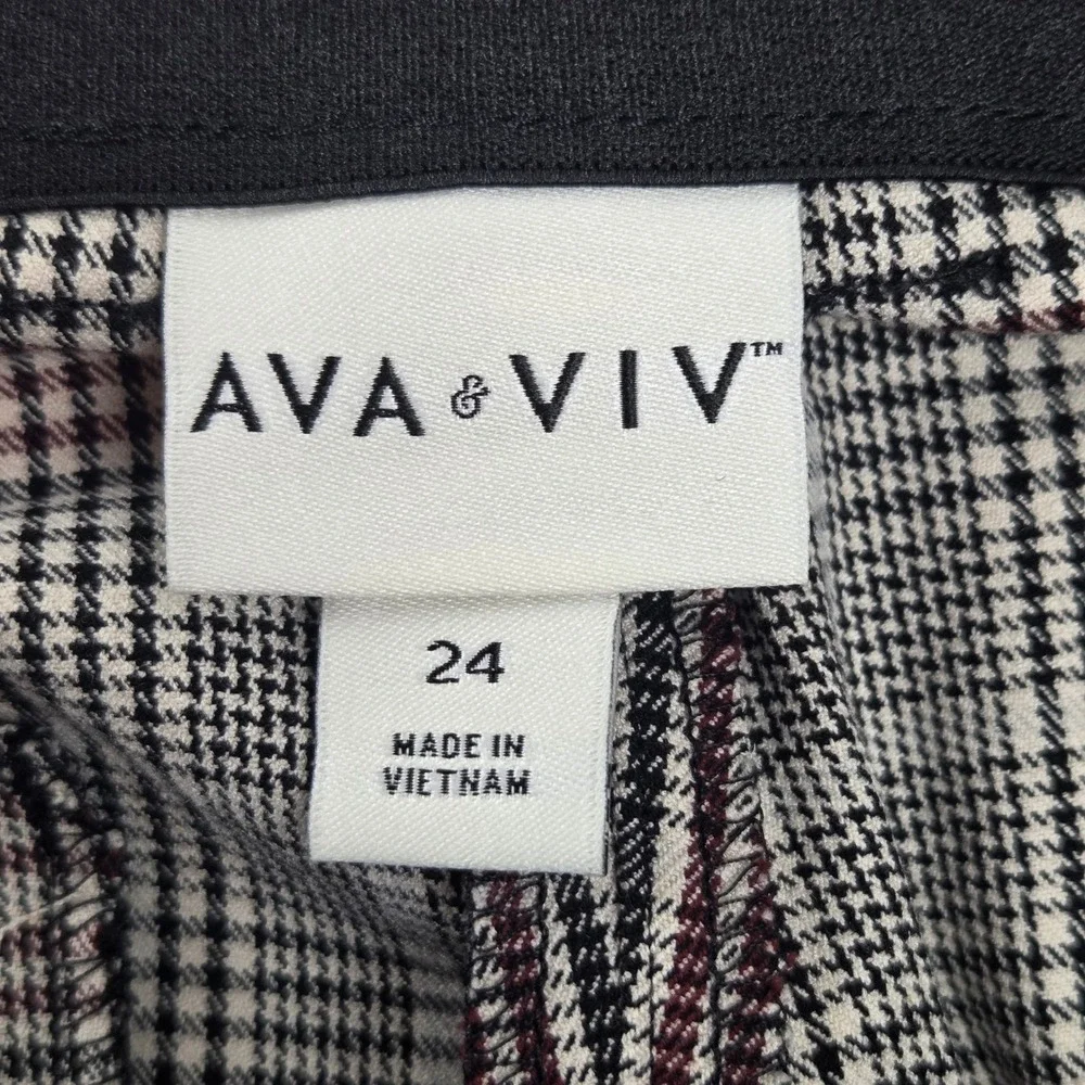 Ava & Viv Womens 24 Plaid Tapered Ankle Dress Pants Multicolor Stretch VN1111626